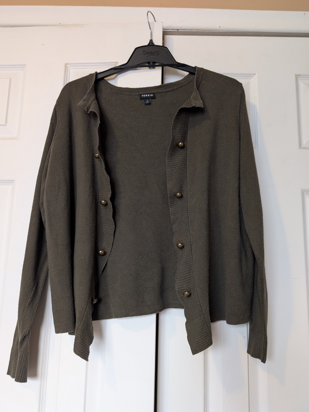 Torrid Olive Button-Front Cardigan Sweater